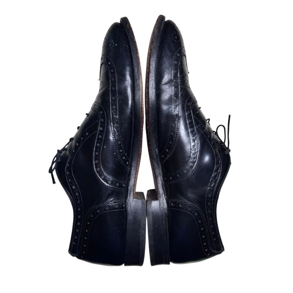 Johnston & Murphy Mens Black Crown Aristocraft Wingtip Oxford Leather Shoes Sz 9 - Picture 3 of 7